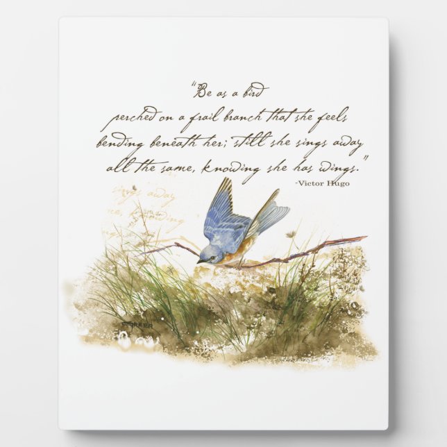 Bluebird on Branch Inspirational poem Watercolor Plaque (Front)