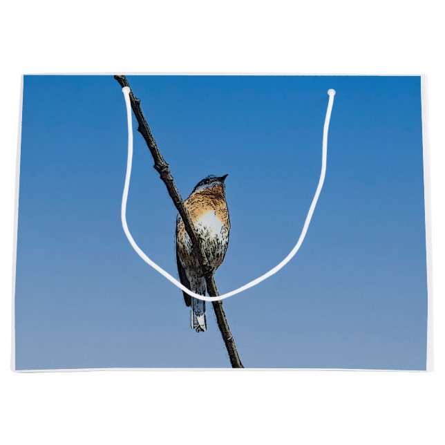 Bluebird on branch large gift bag (Front)
