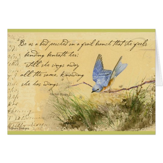 Bluebird on Branch & Victor Hugo Quote Card