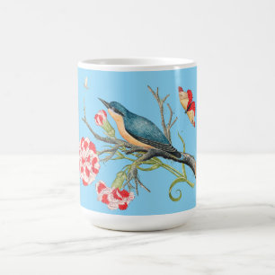 Bluebird on carnations coffee mug