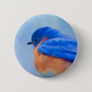 Bluebird Painting - Original Bird Art 2 Inch Round Button