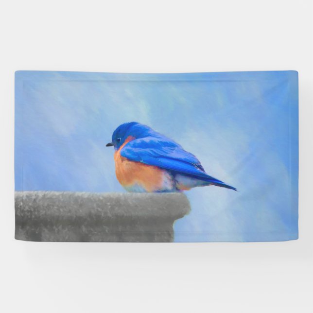 Bluebird Painting - Original Bird Art Banner (Horizontal)