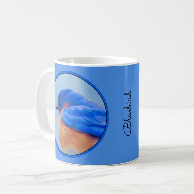 Bluebird Painting - Original Bird Art Coffee Mug (Front Left)