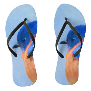 Bluebird Painting - Original Bird Art Flip Flops