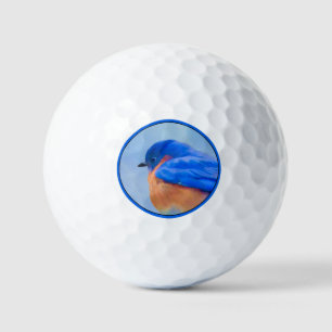 Bluebird Painting - Original Bird Art Golf Balls