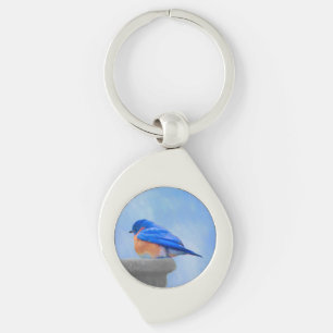 Bluebird Painting - Original Bird Art Keychain