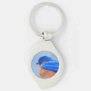 Bluebird Painting - Original Bird Art Keychain