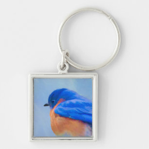 Bluebird Painting - Original Bird Art Keychain