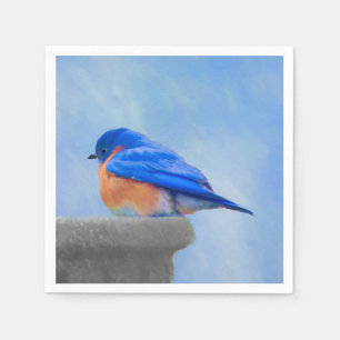 Bluebird Painting - Original Bird Art Napkin
