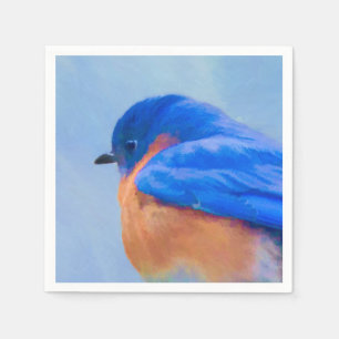 Bluebird Painting - Original Bird Art Napkin