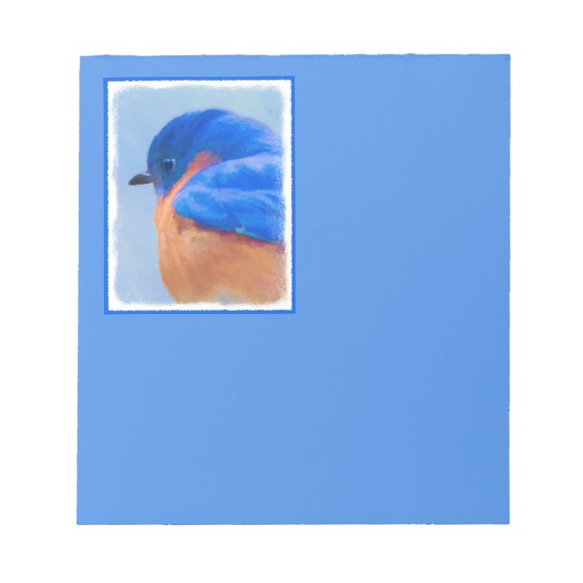 Bluebird Painting - Original Bird Art Notepad (Front)