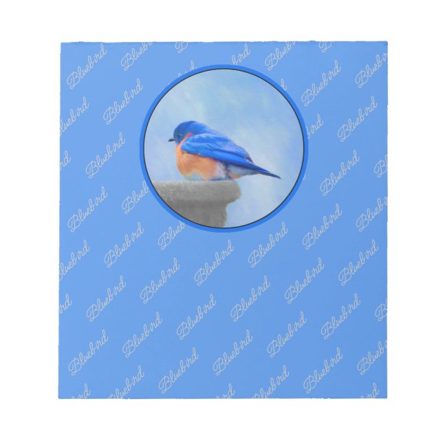 Bluebird Painting - Original Bird Art Notepad (Front)