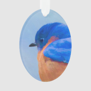 Bluebird Painting - Original Bird Art Ornament