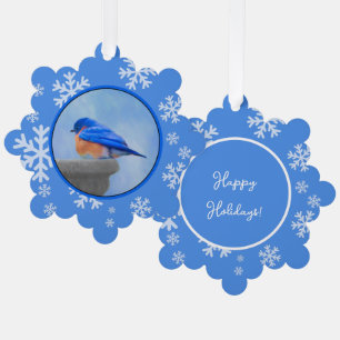 Bluebird Painting - Original Bird Art Ornament Card