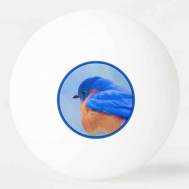 Bluebird Painting - Original Bird Art Ping Pong Ball (Front)