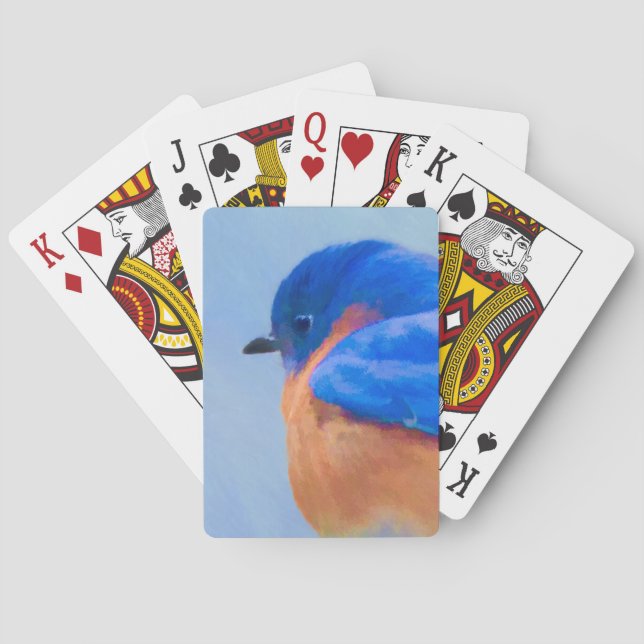Bluebird Painting - Original Bird Art Playing Cards (Back)