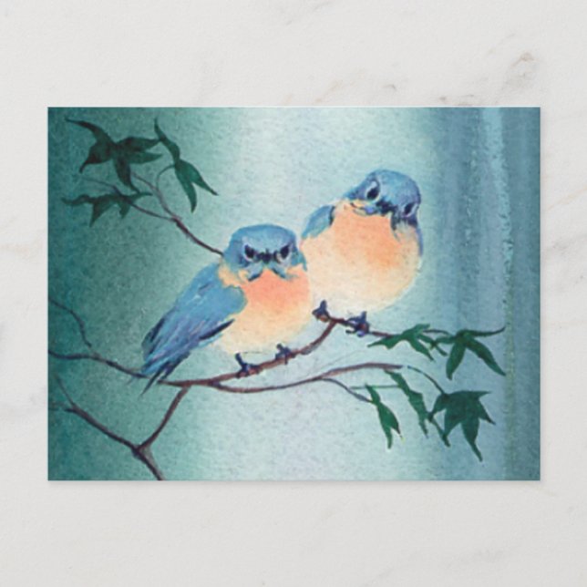BLUEBIRD PAIR by SHARON SHARPE Postcard (Front)