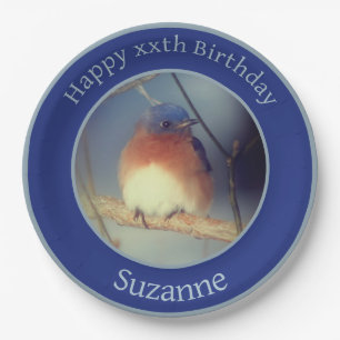 Bluebird Personalized Happy Birthday Paper Plate