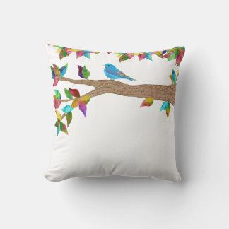 Bluebird Pillow, Colourful Pillow, Personalize Throw Pillow