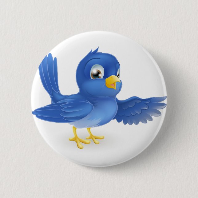 Bluebird pointing 2 inch round button (Front)