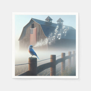 Bluebird Singing In Morning Mist Napkin