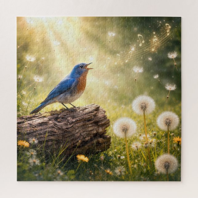 Bluebird Singing in Sunshine Jigsaw Puzzle (Vertical)
