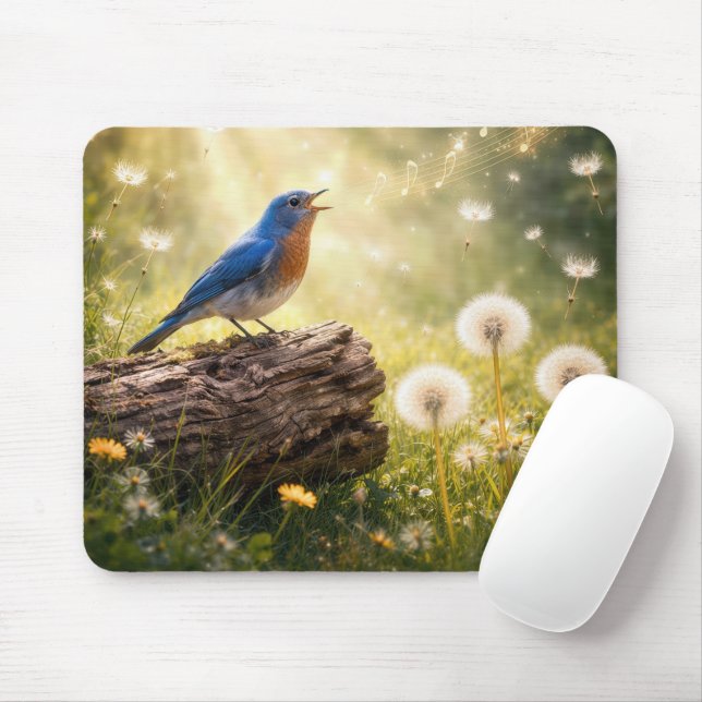 Bluebird Singing in Sunshine Mouse Pad (With Mouse)
