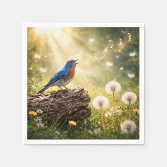 Bluebird Singing in Sunshine Napkin (Front)