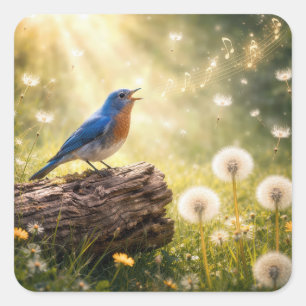 Bluebird Singing in Sunshine Square Sticker