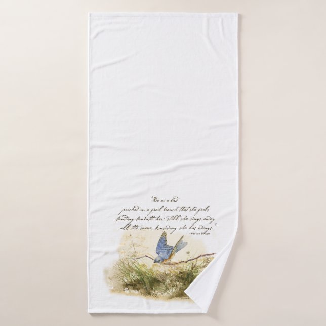 Bluebird sur une branche Le poème de Bluebird Vict (Serviette de bain)