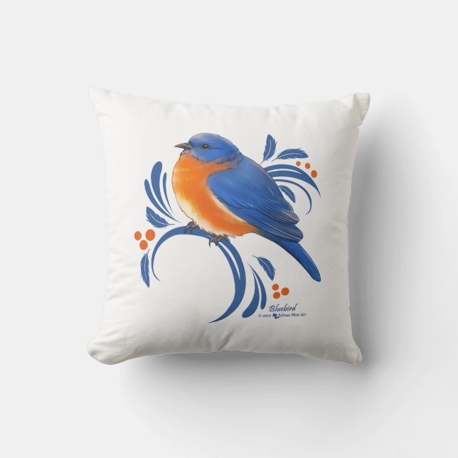 Bluebird Throw Pillow (Front)