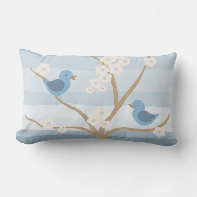 Bluebird Tree throw pillow (Front)