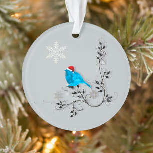 Bluebird Watching A Christmas Snowflake Ornament