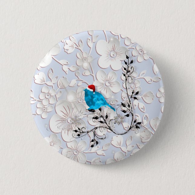 Bluebird Watching for Santa 2 Inch Round Button (Front)