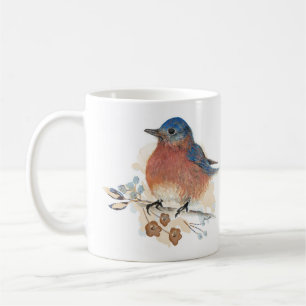 Bluebird Watercolor Coloured Pencil Art Coffee Mug