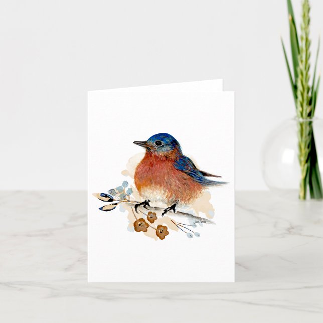 Bluebird Watercolor Note Card (Beautiful Bluebird Watercolor Note Card from Jenn Steffen Art)