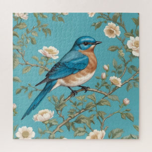 Bluebird William Morris Inspired Turquois Jigsaw Puzzle