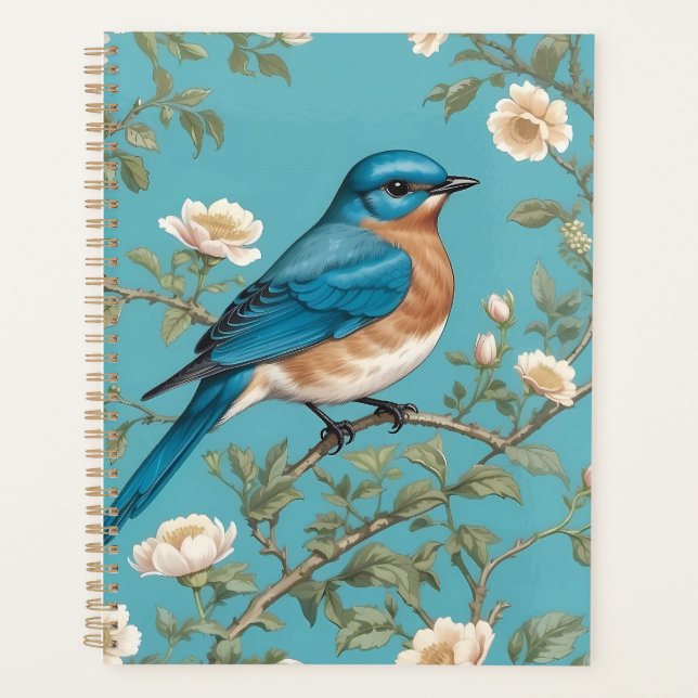 Bluebird William Morris Inspired Turquois  Planner (Front)