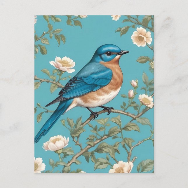 Bluebird William Morris Inspired Turquois  Postcard (Front)