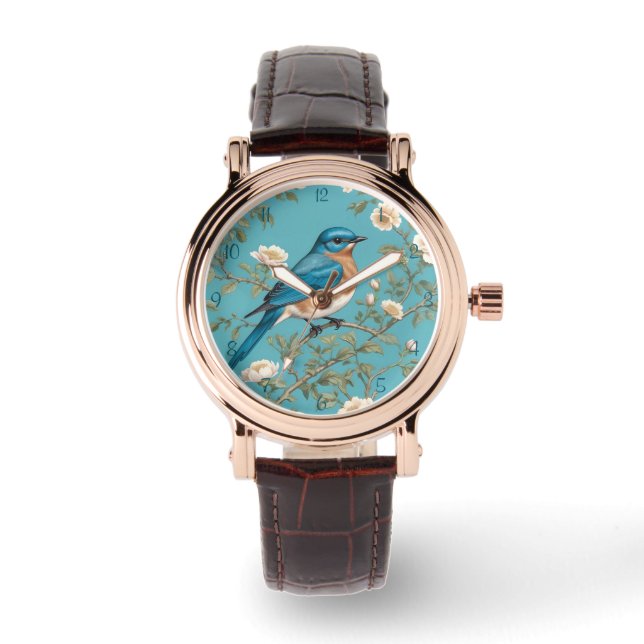 Bluebird William Morris Inspired Turquois  Watch (Front)