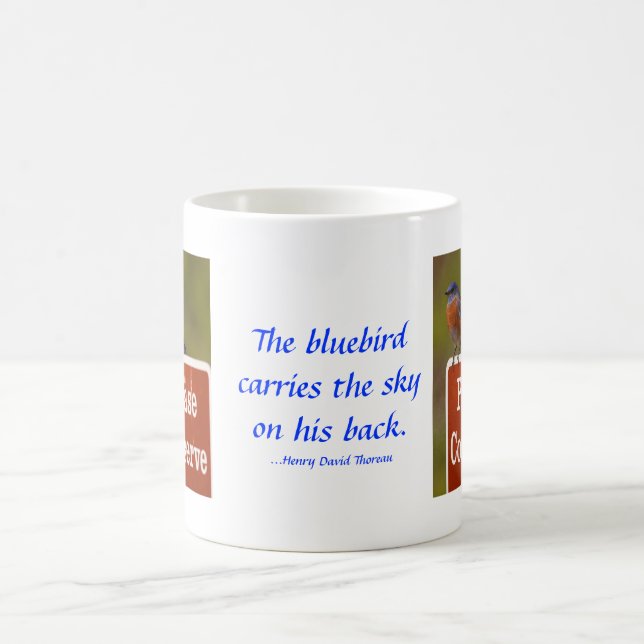 Bluebird with Thoreau Quote 15 oz Coffee Mug (Center)