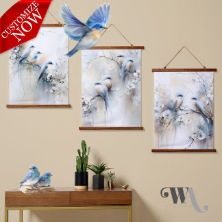 Bluebirds and Blossoms  Hanging Tapestry