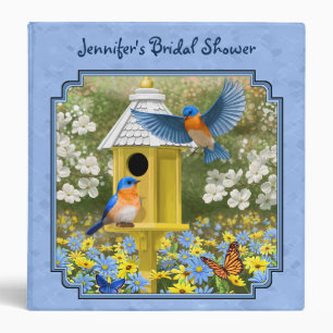 Bluebirds and Hexagon Birdhouse Blue Binder