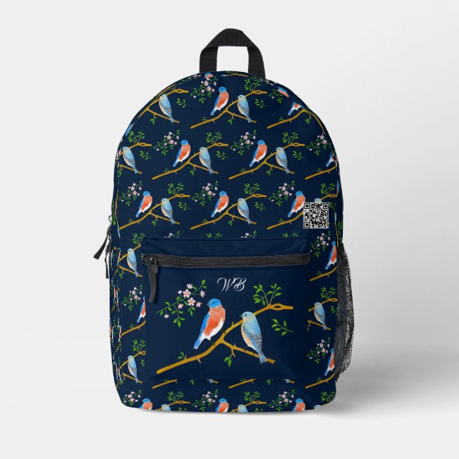 Bluebirds Blue Backpack (Front)