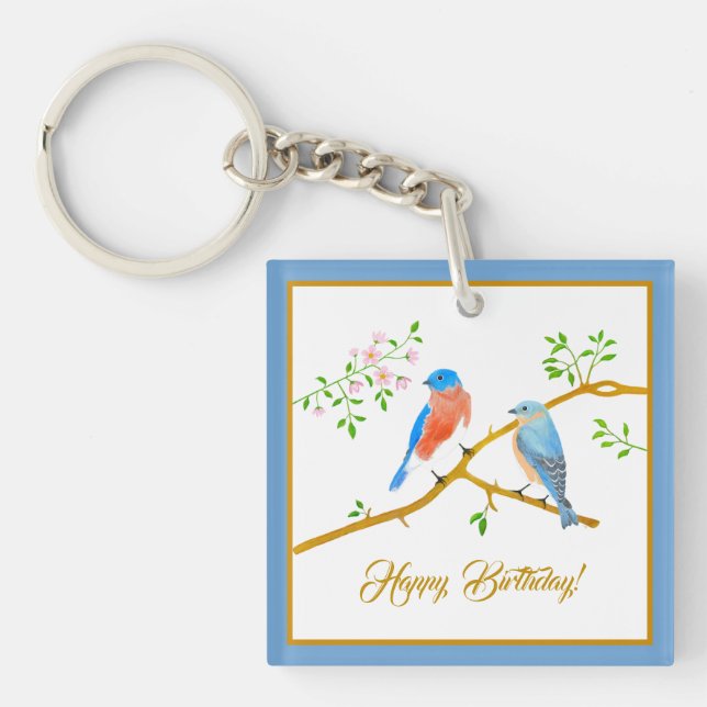 Bluebirds Blue Frame Keychain (Front)