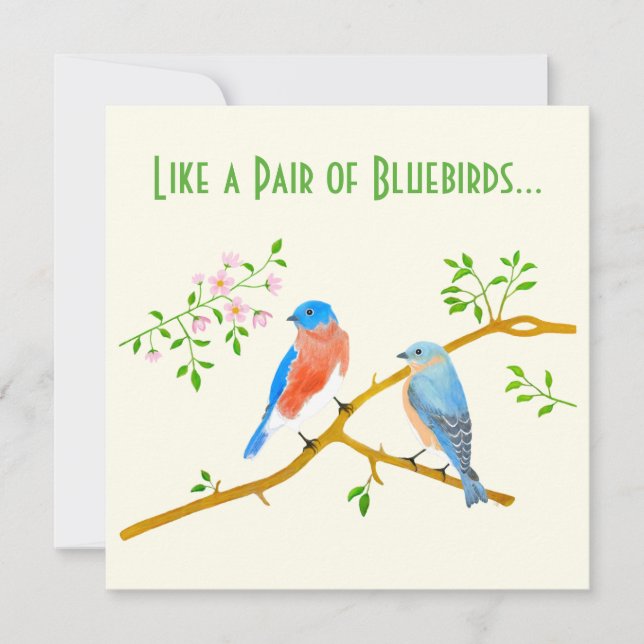 Bluebirds Carte de Saint-Valentin jaune (Devant)