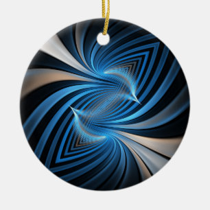Bluebirds Fractal Ceramic Ornament