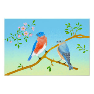 Bluebirds Glossy Poster