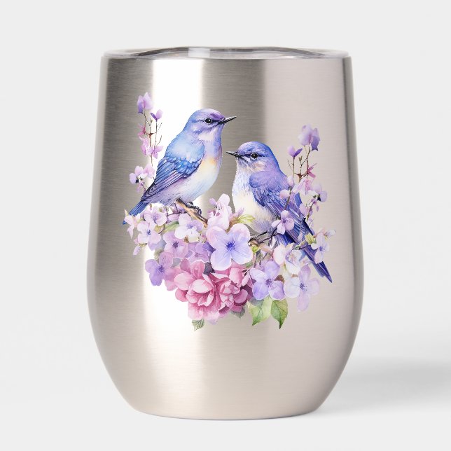 Bluebirds In Lilac Flowers (Back)