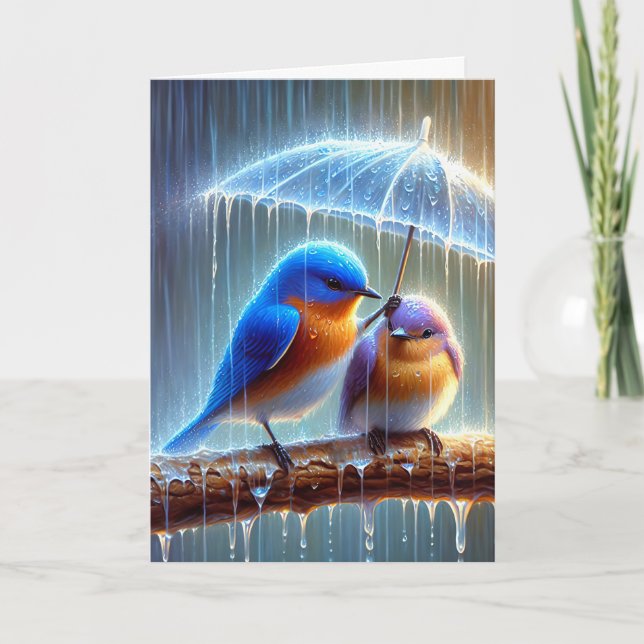 Bluebirds In The Rain Thank You Card (Front)